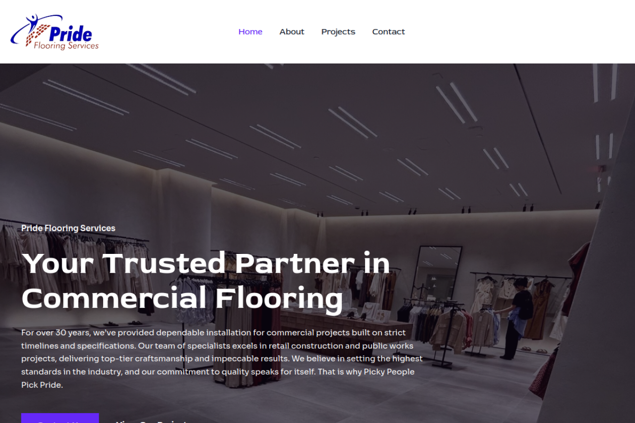 Pride Flooring website screenshot